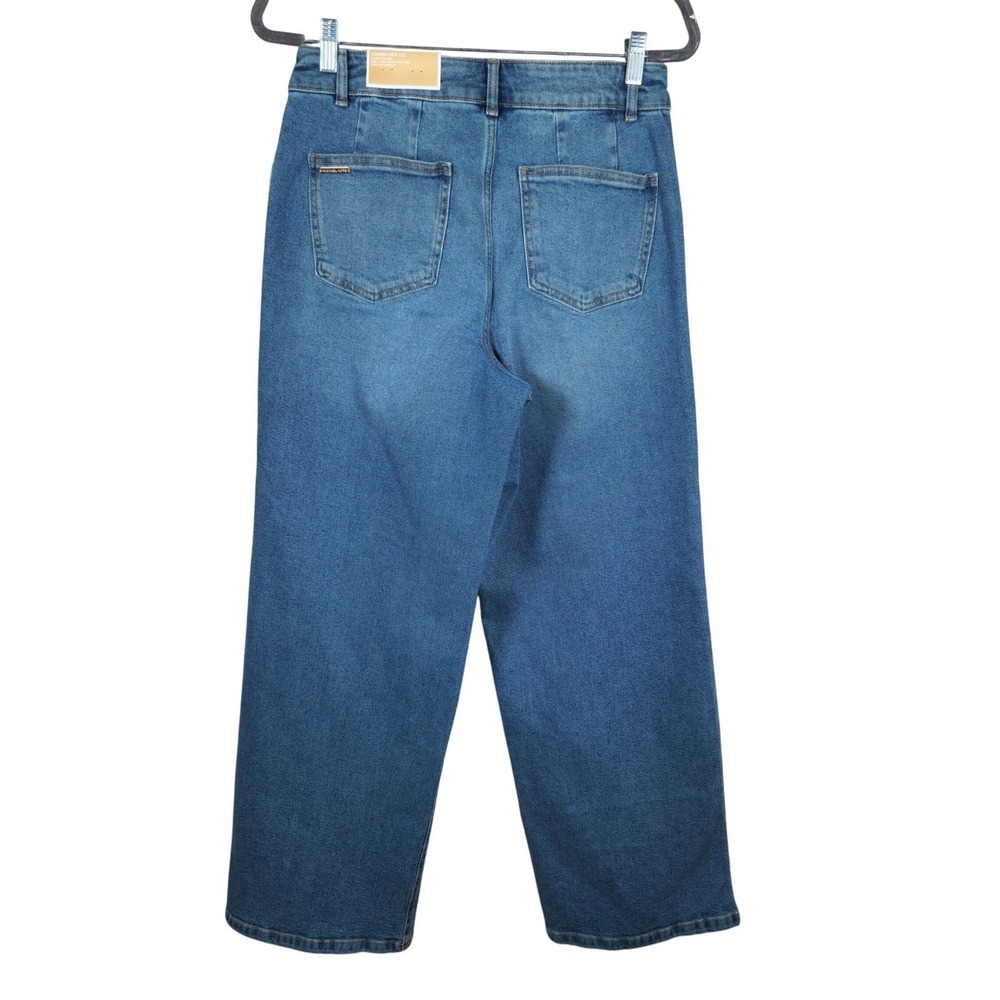 MICHAEL KORS Carmen Wide Leg Pintuck Jeans Super High Rise Medium Wash Size 6 - Picture 8 of 9